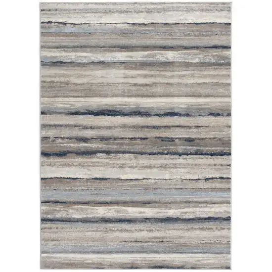 Blue and Beige Distressed Stripes Area Rug Photo 5