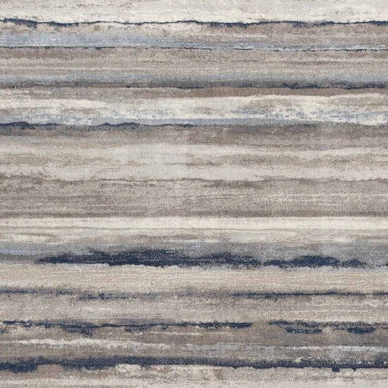 Blue and Beige Distressed Stripes Area Rug Photo 3