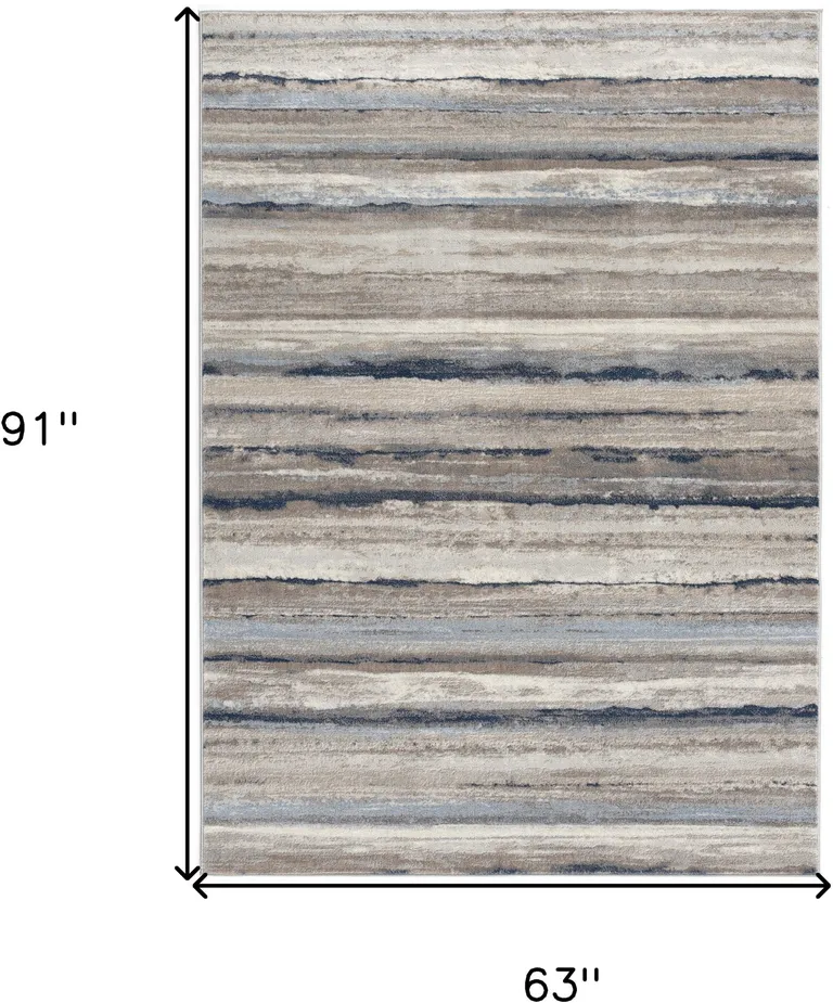 Blue and Beige Distressed Stripes Area Rug Photo 1