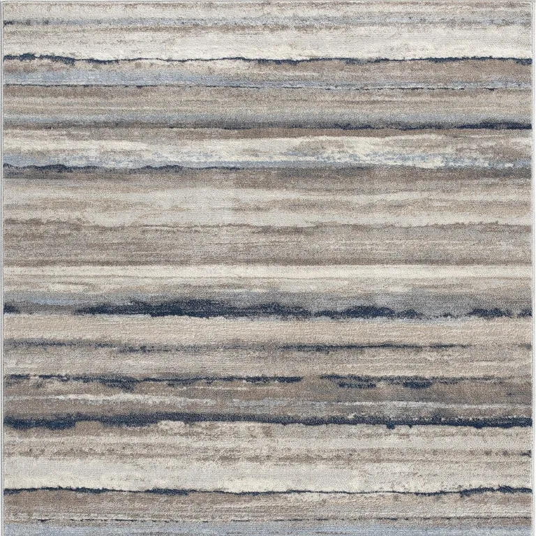 Blue and Beige Distressed Stripes Area Rug Photo 2