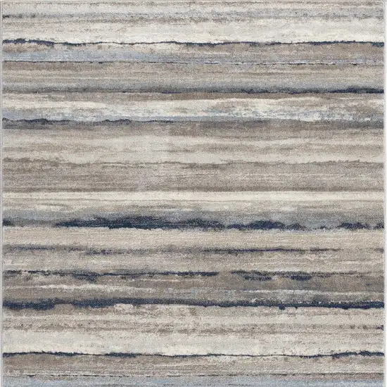 Blue and Beige Distressed Stripes Area Rug Photo 2