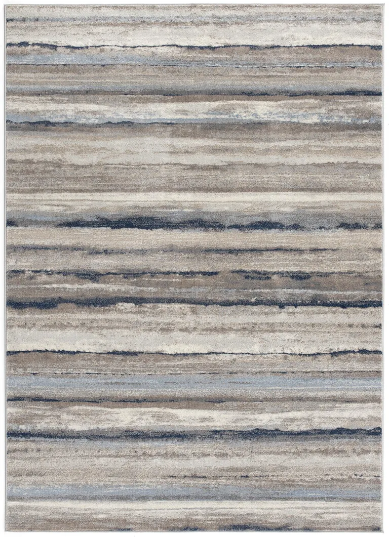 Blue and Beige Distressed Stripes Scatter Rug Photo 3