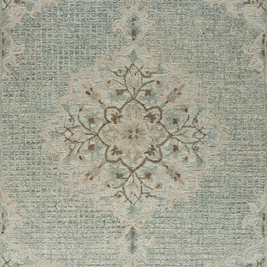 Blue and Beige Flor Medallion Area Rug Photo 2