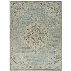 Photo of Blue and Beige Flor Medallion Area Rug