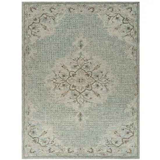 Blue and Beige Flor Medallion Area Rug Photo 1