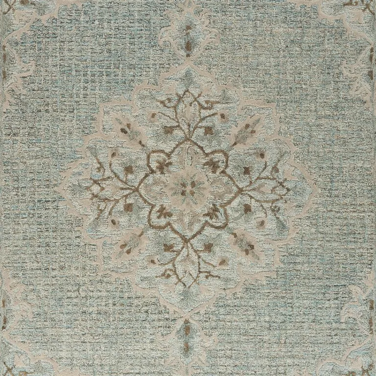 Blue and Beige Flor Medallion Area Rug Photo 2