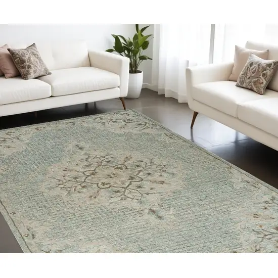 Blue Wool Hand Tufted Area Rug Photo 1