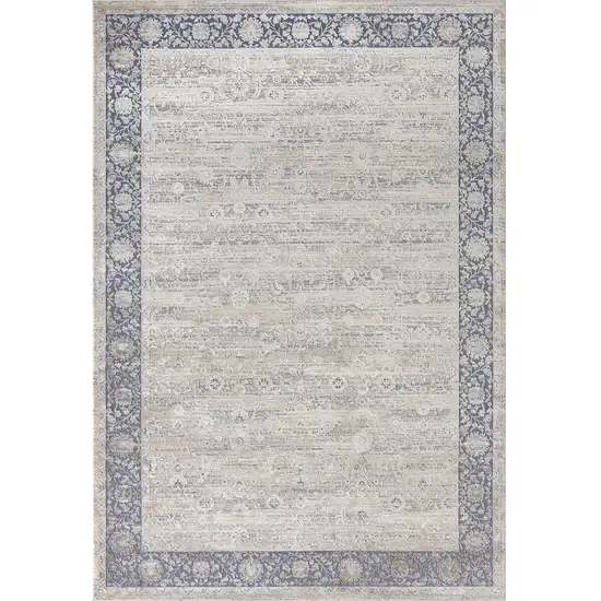 Blue and Beige Floral Area Rug Photo 7