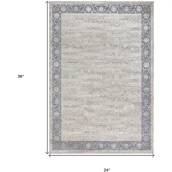 Blue and Beige Floral Area Rug Photo 3