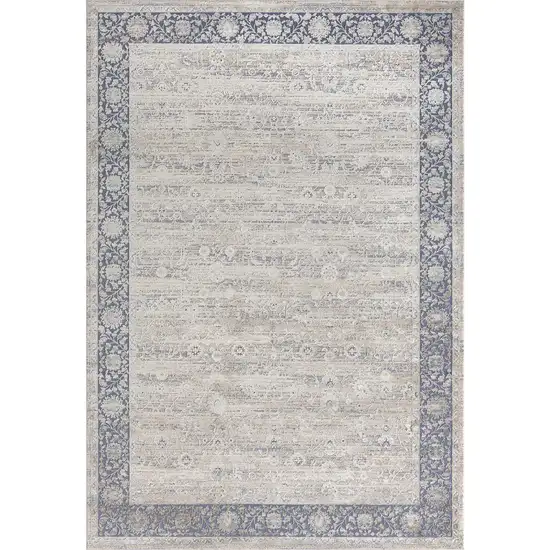 Blue and Beige Floral Area Rug Photo 2