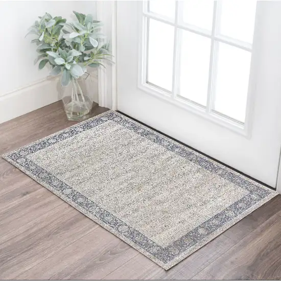 Blue and Beige Floral Area Rug Photo 1