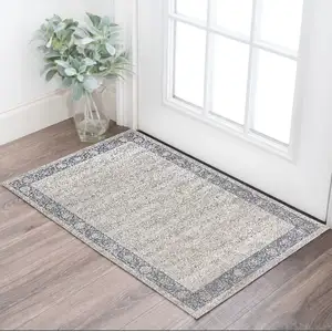 Photo of Blue and Beige Floral Area Rug