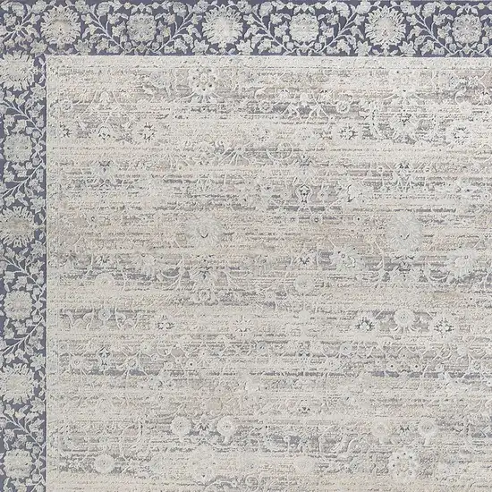 Blue and Beige Floral Area Rug Photo 6