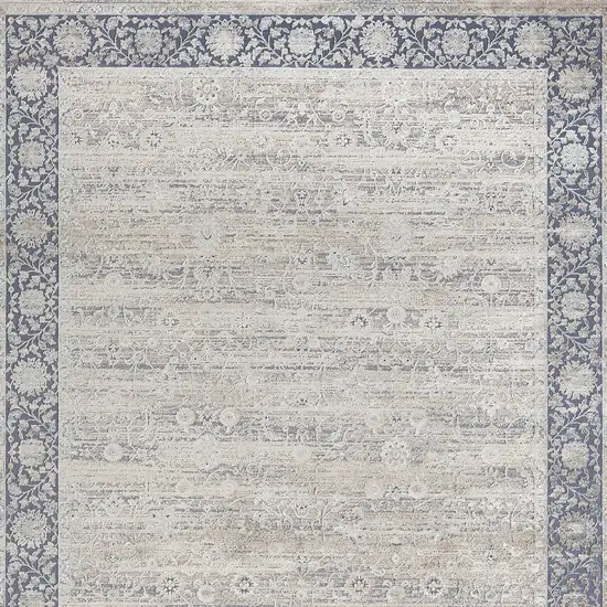 Blue and Beige Floral Area Rug Photo 7