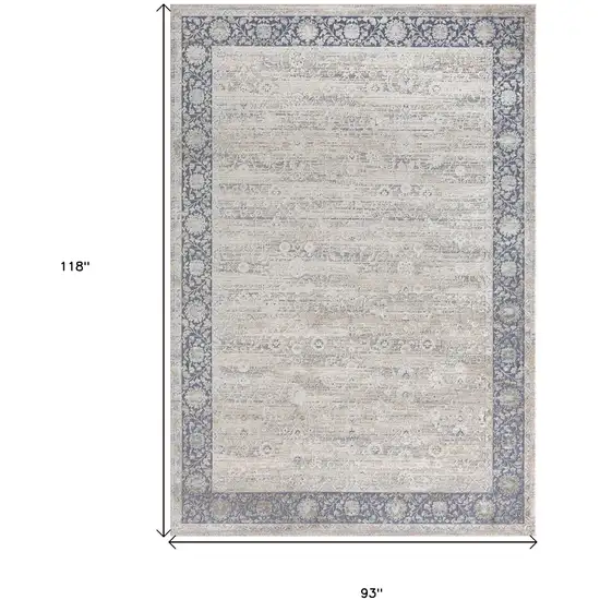 Blue and Beige Floral Area Rug Photo 3