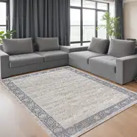 Photo of Blue and Beige Floral Area Rug