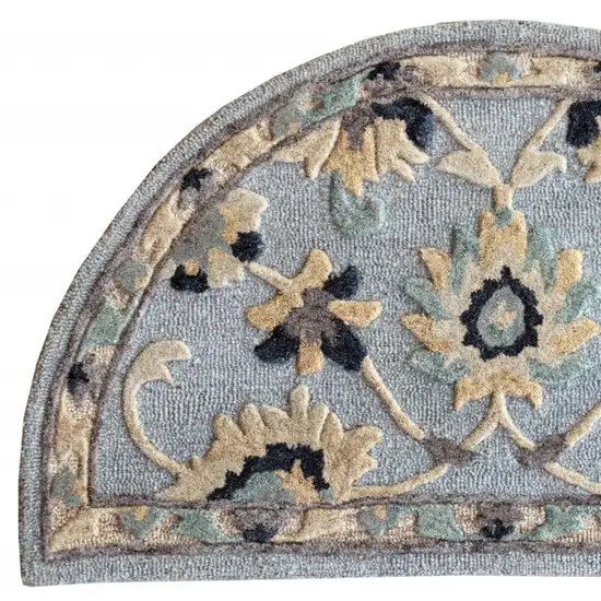 Blue and Beige Floral Hearth Rug Photo 8