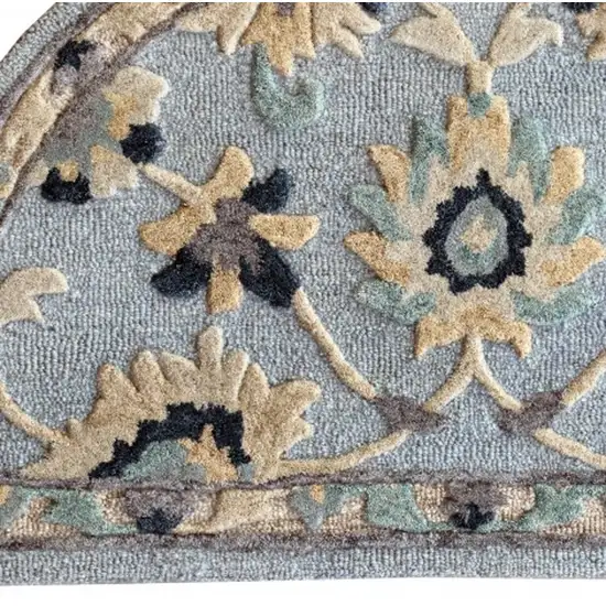 Blue and Beige Floral Hearth Rug Photo 7