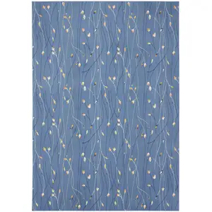 Photo of Blue and Beige Floral Power Loom Area Rug