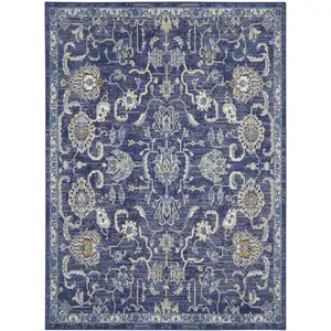 Photo of Blue and Beige Floral Power Loom Area Rug