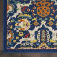 Photo of Blue and Beige Floral Power Loom Area Rug