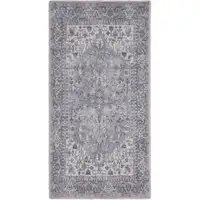 Photo of Blue and Beige Floral Power Loom Distressed Area Rug