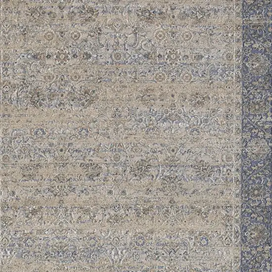 Blue and Beige Floral Runner Rug Photo 6