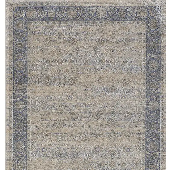 Blue and Beige Floral Runner Rug Photo 7