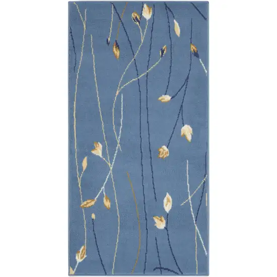 Blue And Beige Floral Vines Area Rug Photo 2