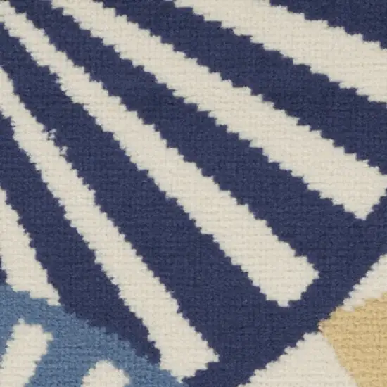 Blue and Beige Geometric Power Loom Area Rug Photo 7