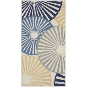 Photo of Blue and Beige Geometric Power Loom Area Rug