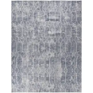 Photo of Blue and Beige Geometric Power Loom Washable Area Rug