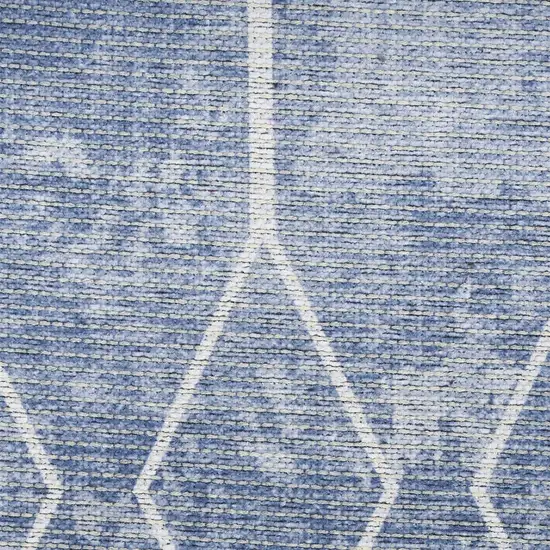 Blue and Beige Geometric Power Loom Washable Area Rug Photo 4