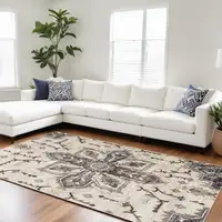 Photo of Blue and Beige Medallion Power Loom Area Rug