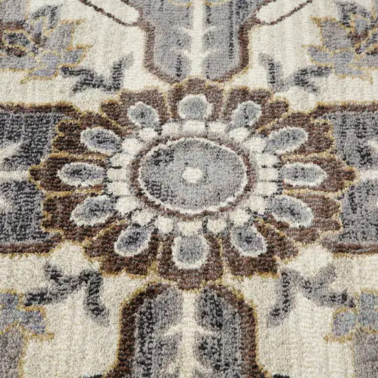 Blue and Beige Medallion Power Loom Area Rug Photo 6