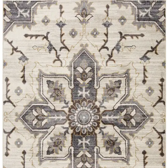 Blue and Beige Medallion Power Loom Area Rug Photo 9