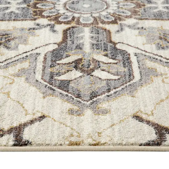 Blue and Beige Medallion Power Loom Area Rug Photo 4