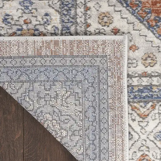 Blue and Beige Oriental Power Loom Area Rug Photo 5