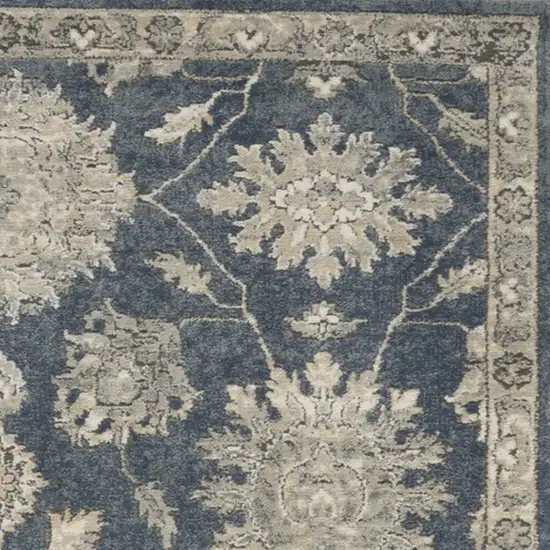 Blue and Beige Oriental Power Loom Non Skid Area Rug Photo 7