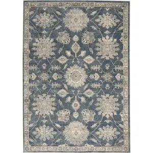 Photo of Blue and Beige Oriental Power Loom Non Skid Area Rug