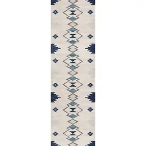 Photo of Blue and Beige Southwestern Non Skid Area Rug