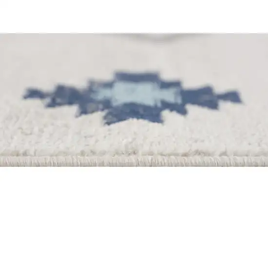 Blue and Beige Southwestern Non Skid Area Rug Photo 3