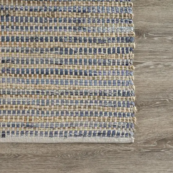 Blue and Beige Striped Area Rug Photo 4