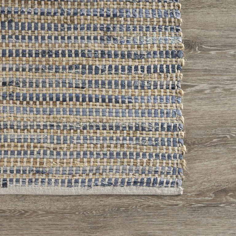 Blue and Beige Striped Area Rug Photo 4