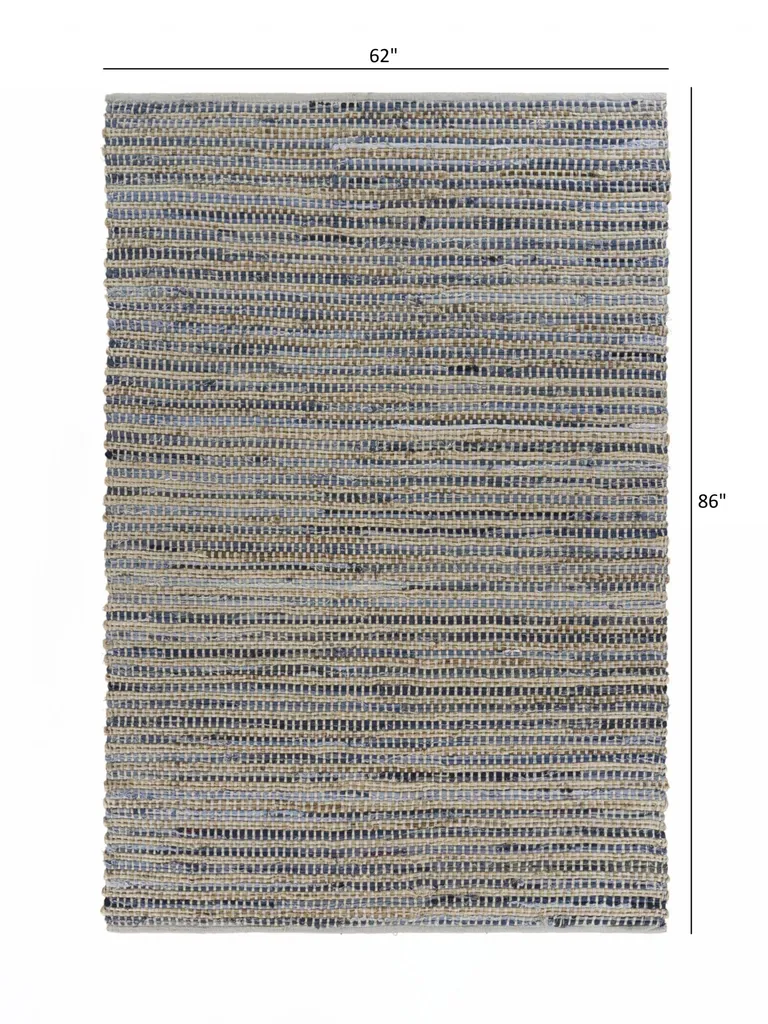 Blue and Beige Striped Area Rug Photo 5