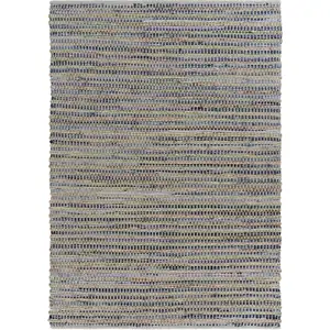 Photo of Blue and Beige Striped Area Rug