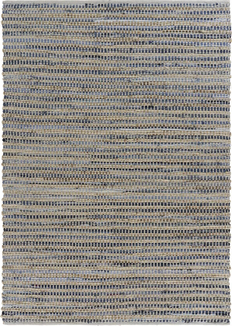 Blue and Beige Striped Area Rug Photo 1