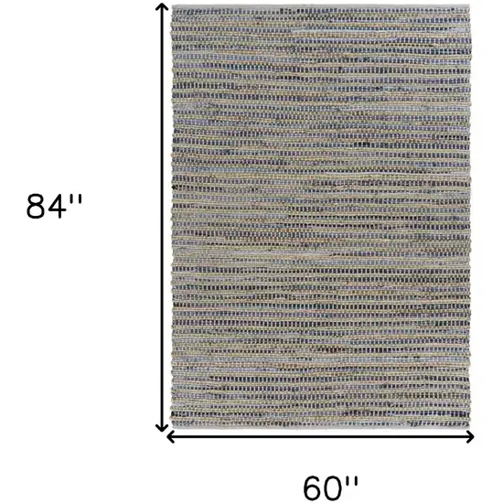 Blue and Beige Striped Area Rug Photo 4