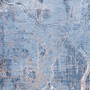 Photo of Blue and Black Abstract Non Skid Area Rug