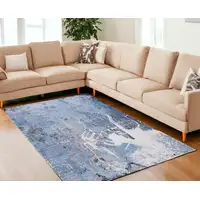 Photo of Blue and Black Abstract Non Skid Area Rug